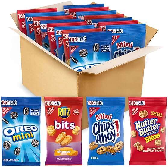 OREO Minis Cookies, CHIPS AHOY! Minis Cookies, Nutter Butter Bites & RITZ Bits Cheese Crackers Variety Pack, 15 Snack Packs - Image 1