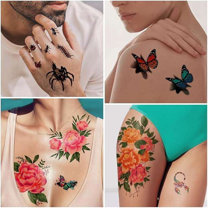Yazhiji 49 Sheets Temporary Tattoos for Women and Men 3D Extra Large Waterproof Sexy Flowers Fake Tattoo Kits - Image 6