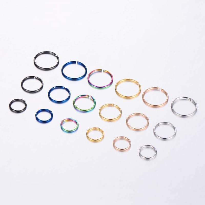 Xanowan Stainless Steel Hoop Nose Ring Cartilage Ring Set 6 Color Set for Men and Women - Image 3