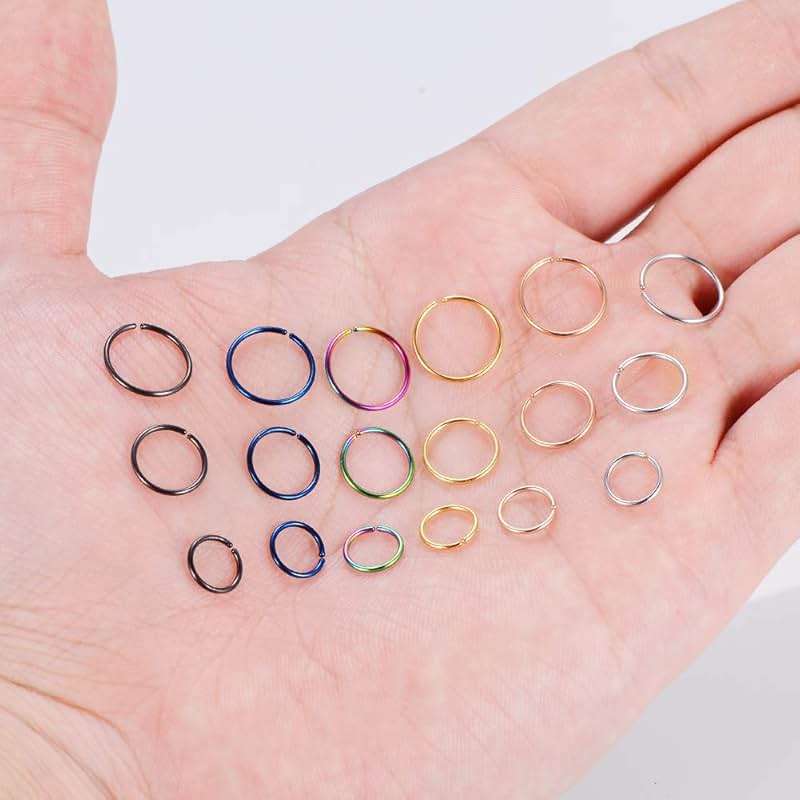Xanowan Stainless Steel Hoop Nose Ring Cartilage Ring Set 6 Color Set for Men and Women - Image 4
