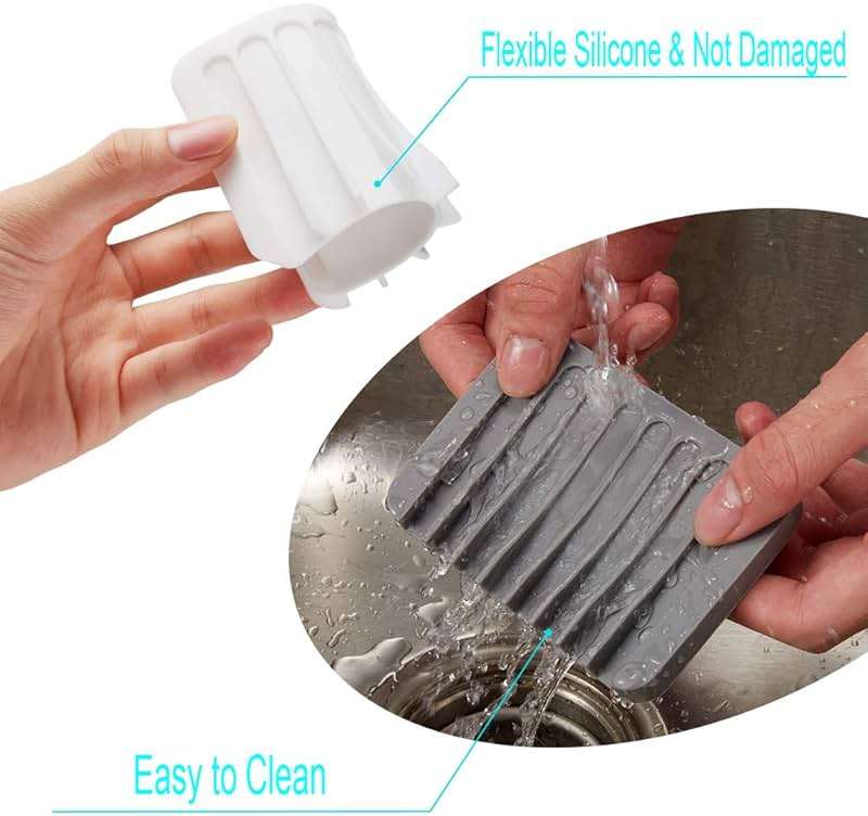 2PCS Soap Dish Holder, Premium Silicone Soap Dishes for Shower Bathroom Kitchen Sinks， Soap Tray Saver Drainer, Self-draining Waterfall, Non-Slip Design, Easy Cleaning (Gray) - Image 4
