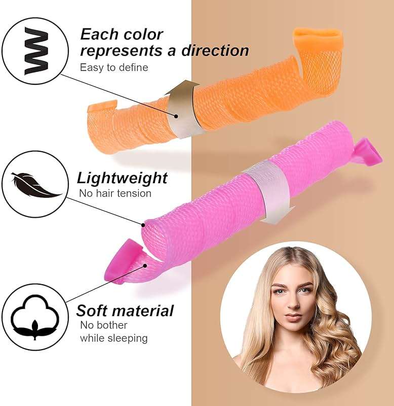 40pcs Heatless Spiral Hair Curlers for Long Hair - Heatless Curls Overnight 22inch Magic Hair Rollers No Heat Curlers for Women Kids - Image 2