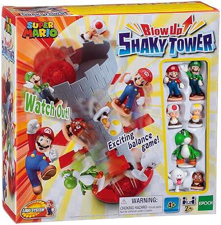 EPOCH Games - Super Mario Blow Up Shaky Tower Tabletop Game – Kids Family Board Game for Multiplayer Game Night, Ages 4+ - Image 1