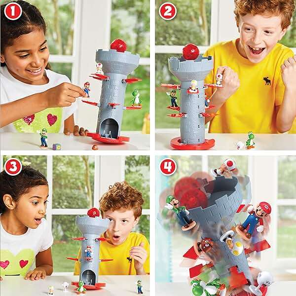 EPOCH Games - Super Mario Blow Up Shaky Tower Tabletop Game – Kids Family Board Game for Multiplayer Game Night, Ages 4+ - Image 6