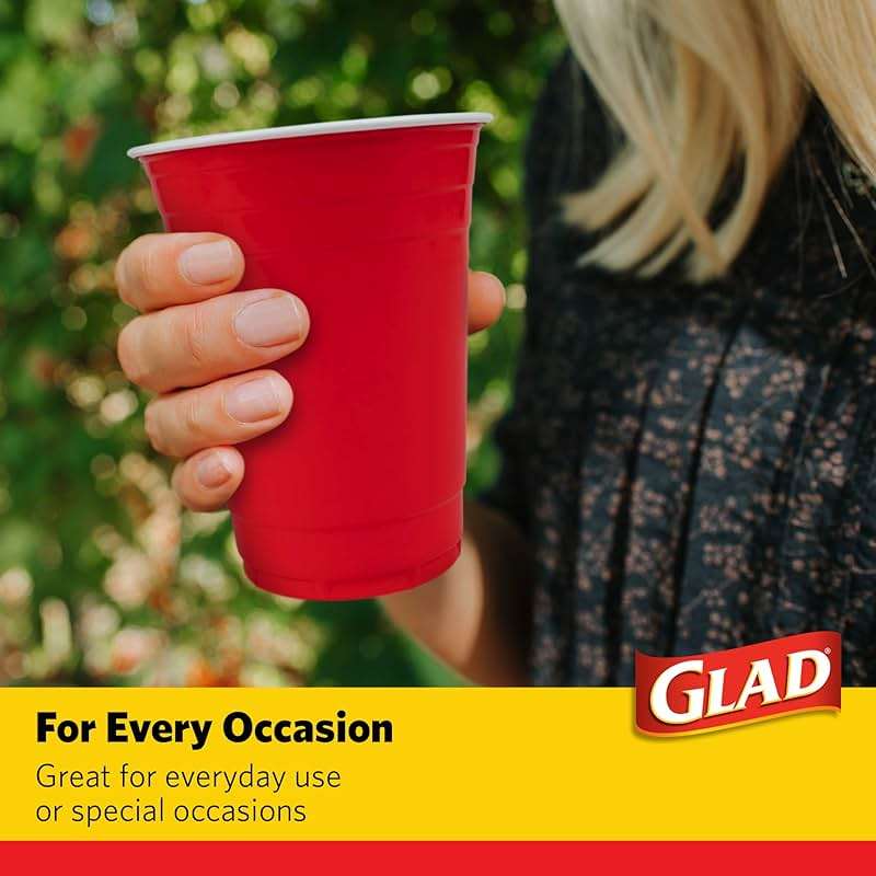 Glad Everyday Disposable Plastic Cups - Red Plastic Party Cups for All Occasions - Strong Plastic Drinking Cups for Parties, Holiday, Graduation, and Thanksgiving - 16oz 100 Pack Heavy Duty Solo Cups - Image 5