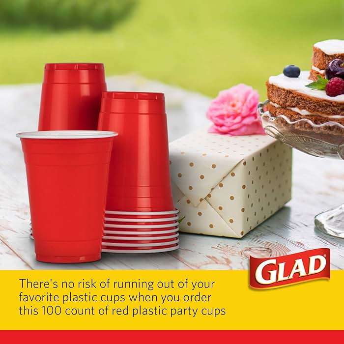 Glad Everyday Disposable Plastic Cups - Red Plastic Party Cups for All Occasions - Strong Plastic Drinking Cups for Parties, Holiday, Graduation, and Thanksgiving - 16oz 100 Pack Heavy Duty Solo Cups - Image 6