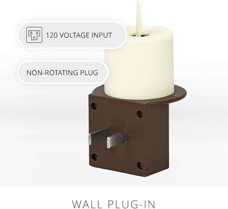 Luminara Flameless Candle Nightlight w/Dusk to Dawn Light Dark Auto Sensor, Bronze Wall Plug Indoor Night LED Light w/Real-Flame Effect Technology, Bathroom Bedroom Hallway, No Remote Needed - Image 2