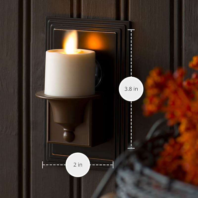 Luminara Flameless Candle Nightlight w/Dusk to Dawn Light Dark Auto Sensor, Bronze Wall Plug Indoor Night LED Light w/Real-Flame Effect Technology, Bathroom Bedroom Hallway, No Remote Needed - Image 4
