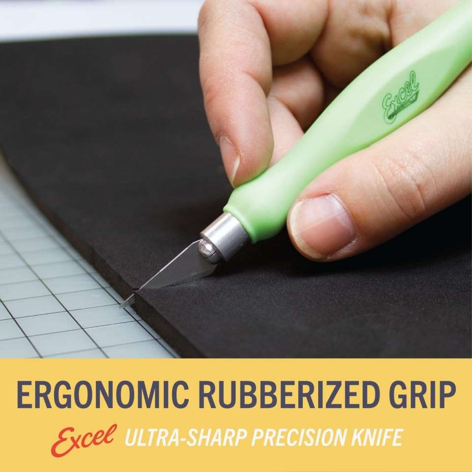 Excel Blades Fit Grip Craft Knife With #11 Ultra-Sharp Carbon Steel Angled Blade – Precision Hobby Knife with Contoured Rubberized Grip for DIY, Art Crafts, and Model Projects – Pink, Made in the USA - Image 7
