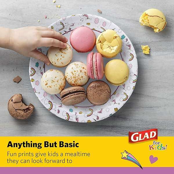 Glad for Kids Unicorn Theme Disposable Paper Plates, Heavy-Duty Soak-Proof Round Plates for Kids Birthdays, Parties, and Everyday Meals, Microwave Safe, 8.5 Inch, 20 Count - Image 2
