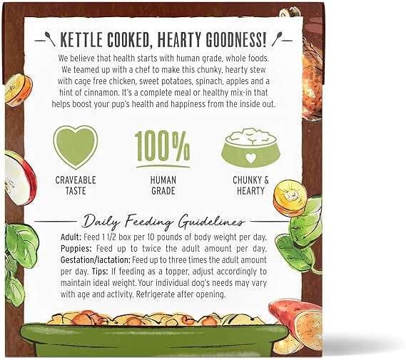 The Honest Kitchen Human Grade One Pot Stews Wet Dog Food - Slow Cooked Chicken Stew with Sweet Potato, Spinach & Apples, 10.5 Ounce Box (Pack of 6) - Image 2