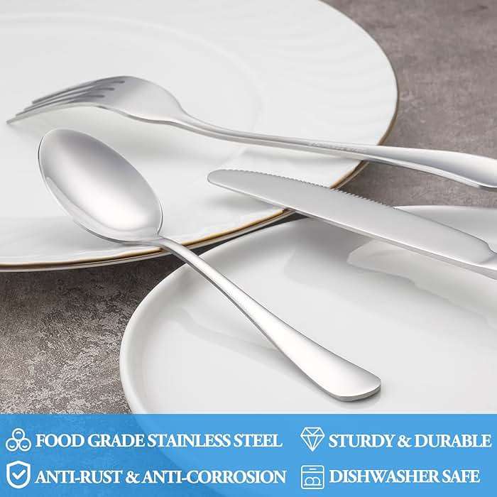 Dinner Spoon Set,16 Pcs 7.3" Tablespoons,Premium Food Grade Stainless Steel Spoons,Durable Metal Spoon,Tablespoon,Silverware Spoons Only,Mirror Finish & Dishwasher Safe,Use for Home,Restaurant - Image 3