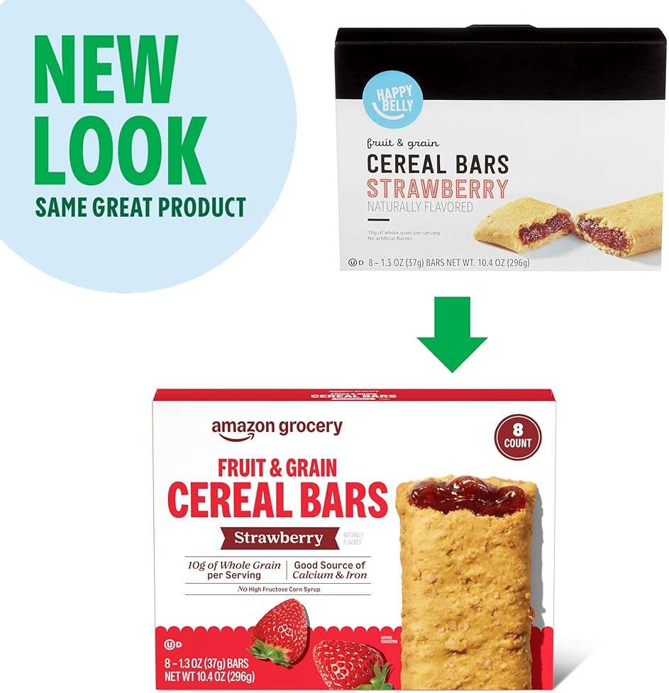 Amazon Grocery, Fruit & Grain Cereal Bars, Strawberry, 10.4 Oz, 8 Ct - Image 4