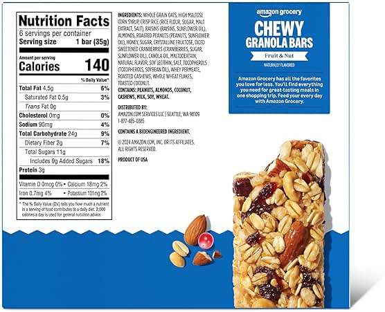 Amazon Grocery, Fruit & Nut Chewy Granola Bars, 7.4 Oz, 6 Ct - Image 2