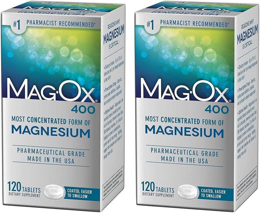 Mag-Ox 400 Magnesium Supplement, Pharmaceutical Grade Magnesium Oxide with 482 mg Per Dose, 120 Tablets, Pack of 2 - Image 1