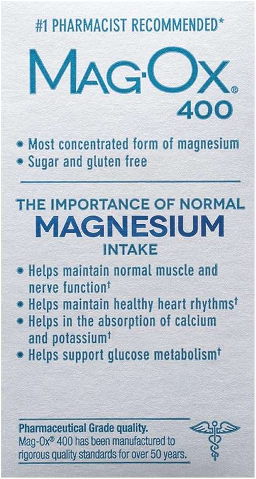 Mag-Ox 400 Magnesium Supplement, Pharmaceutical Grade Magnesium Oxide with 482 mg Per Dose, 120 Tablets, Pack of 2 - Image 7