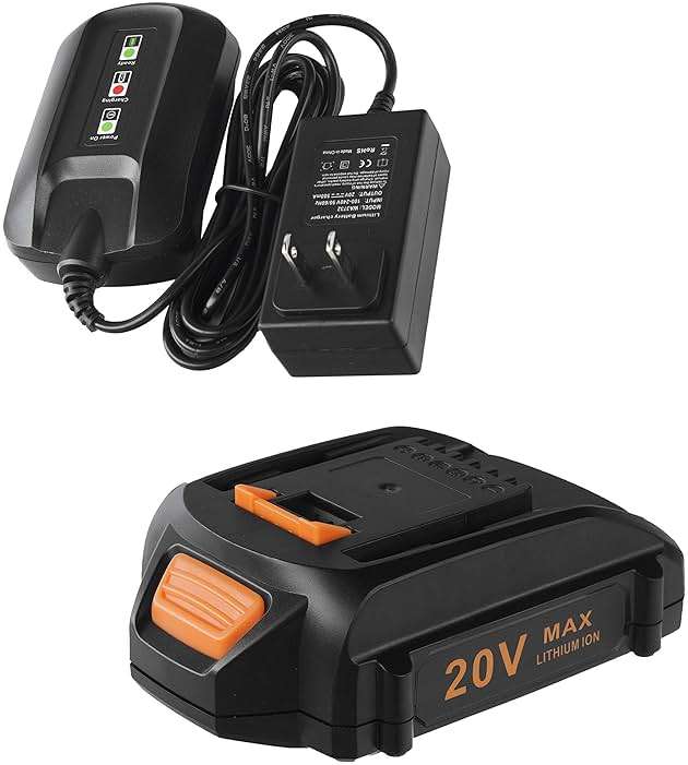 Cell9102 Replacement 20V Battery and Charger Starter Kit, WA3525 Lithium Battery and Charger WA3732 Compatible with Worx 20-Volt Cordless Power Tools - Image 1