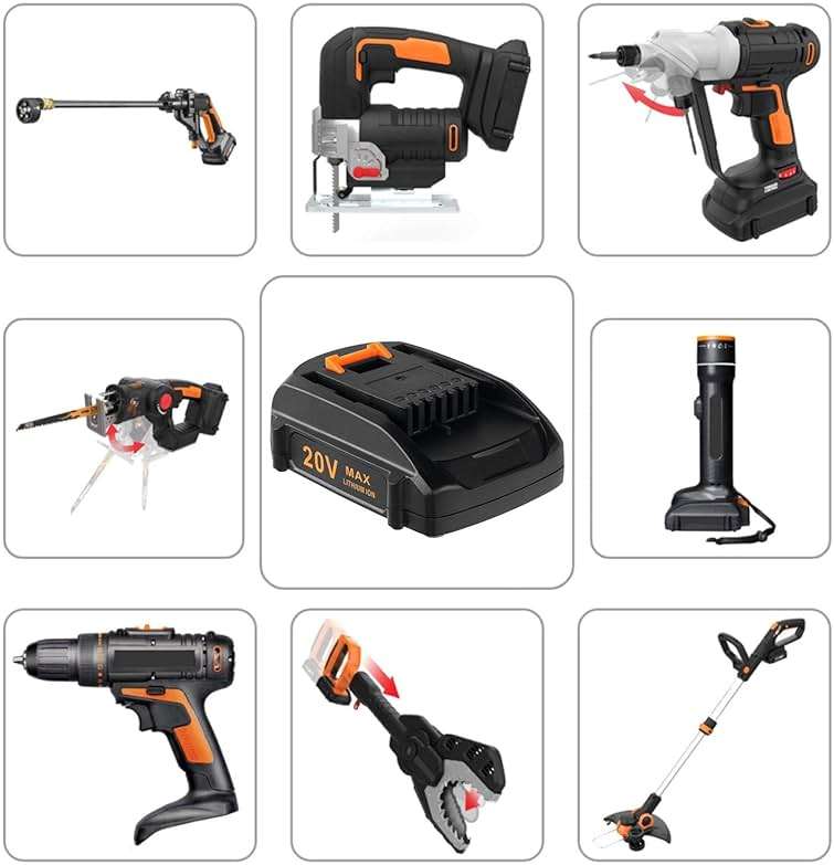 Cell9102 Replacement 20V Battery and Charger Starter Kit, WA3525 Lithium Battery and Charger WA3732 Compatible with Worx 20-Volt Cordless Power Tools - Image 2