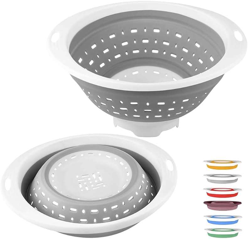 QiMH Collapsible Colander and Strainer, 5 Quart(1.25 gal), Heavey Duty Kitchen Drainer Basket for Pasta, Veggies and Fruits, New Home Apartment Essentials - Image 1
