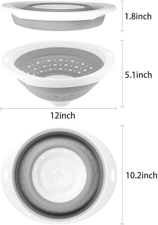 QiMH Collapsible Colander and Strainer, 5 Quart(1.25 gal), Heavey Duty Kitchen Drainer Basket for Pasta, Veggies and Fruits, New Home Apartment Essentials - Image 3