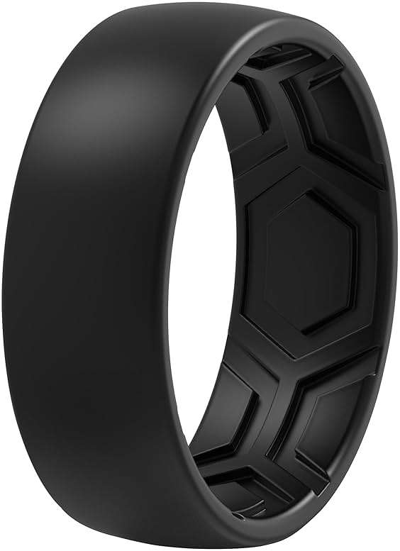 ThunderFit Men's Patterned Silicone Rings, 8mm Wide 2.2mm Thick Rubber Bands,Variety Multipack 1,4,7 - Image 1