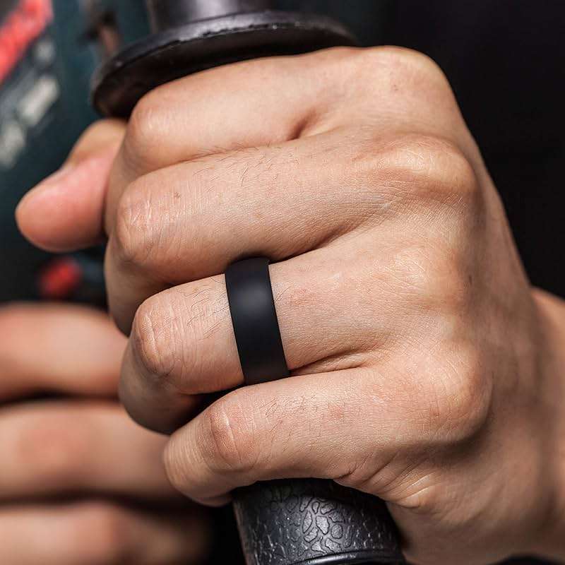 ThunderFit Men's Patterned Silicone Rings, 8mm Wide 2.2mm Thick Rubber Bands,Variety Multipack 1,4,7 - Image 3