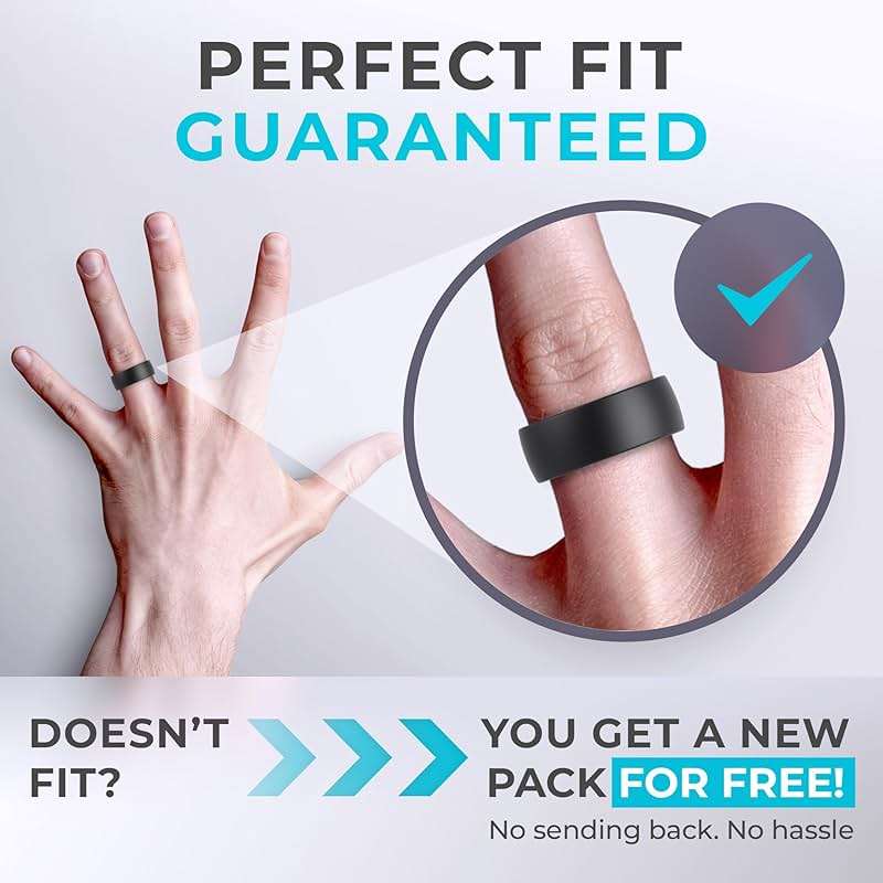 ThunderFit Men's Patterned Silicone Rings, 8mm Wide 2.2mm Thick Rubber Bands,Variety Multipack 1,4,7 - Image 5