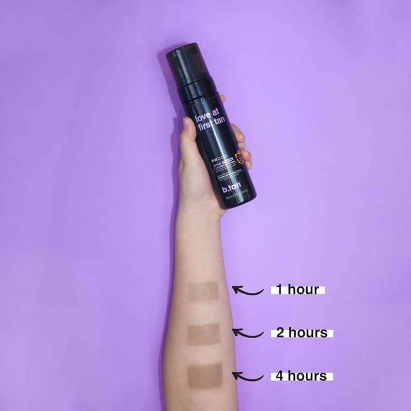 b.tan Violet Self Tanner Kit | Fall In Love at First Tan Bundle - Dark Tanning Mousse with Mitt Applicator, 1 Hour Express, Best Bronzing Glow, No Orange Tones or Fake Tan Smell, Vegan, 6.7 Fl Oz - Image 5