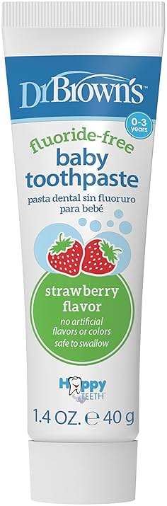 Dr. Brown’s Fluoride-Free Baby Toothpaste, Infant & Toddler Oral Care, Strawberry, 1-Pack, 1.4oz/40g, 0-3 years - Image 1