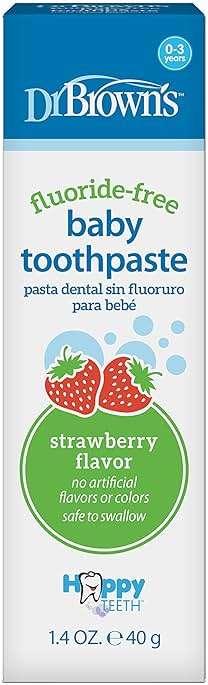 Dr. Brown’s Fluoride-Free Baby Toothpaste, Infant & Toddler Oral Care, Strawberry, 1-Pack, 1.4oz/40g, 0-3 years - Image 2