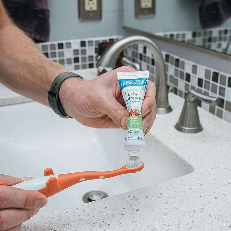 Dr. Brown’s Fluoride-Free Baby Toothpaste, Infant & Toddler Oral Care, Strawberry, 1-Pack, 1.4oz/40g, 0-3 years - Image 8