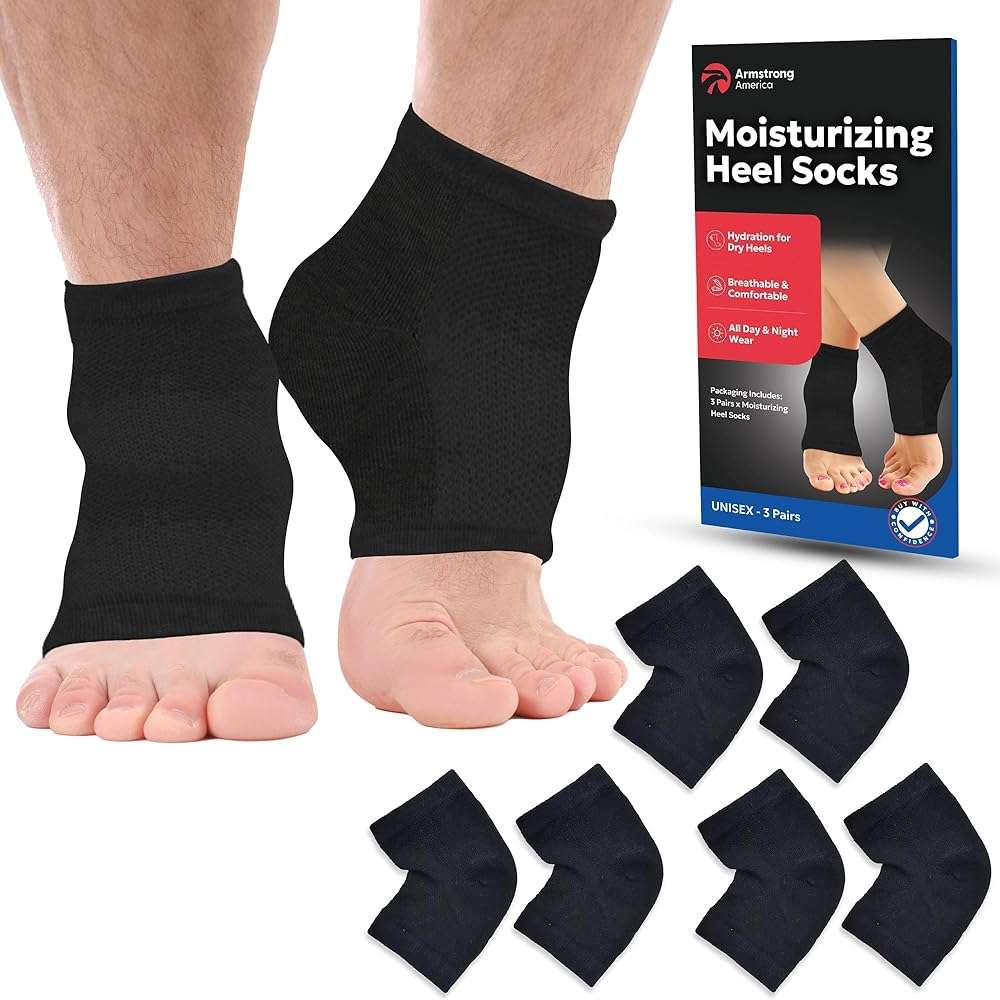 Moisturizing Socks for Men | Cracked Heel Treatment with Aloe Vera | Moisturizer Foot Callus Remover | Aloe Socks for Cracked Heels & Dry Cracked Feet | Lotion Infused Gel Heel Socks (XL - 3 Pairs) - Image 1