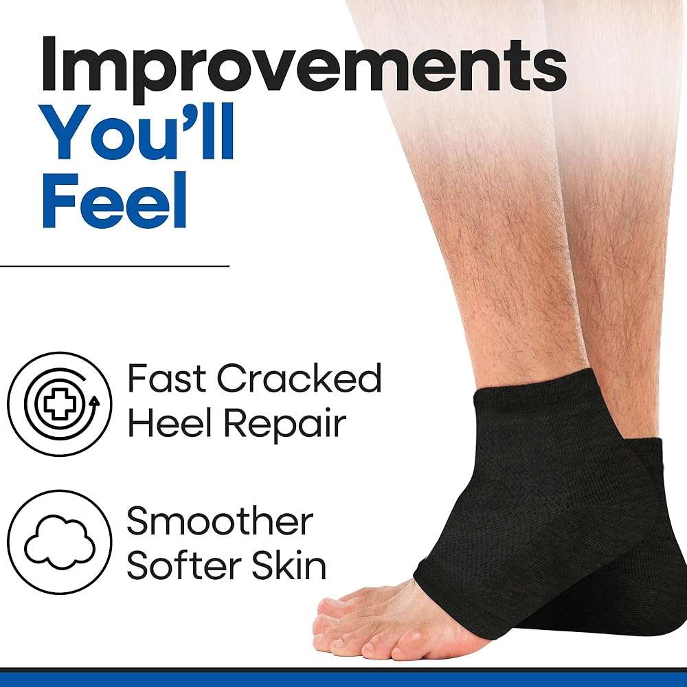 Moisturizing Socks for Men | Cracked Heel Treatment with Aloe Vera | Moisturizer Foot Callus Remover | Aloe Socks for Cracked Heels & Dry Cracked Feet | Lotion Infused Gel Heel Socks (XL - 3 Pairs) - Image 7