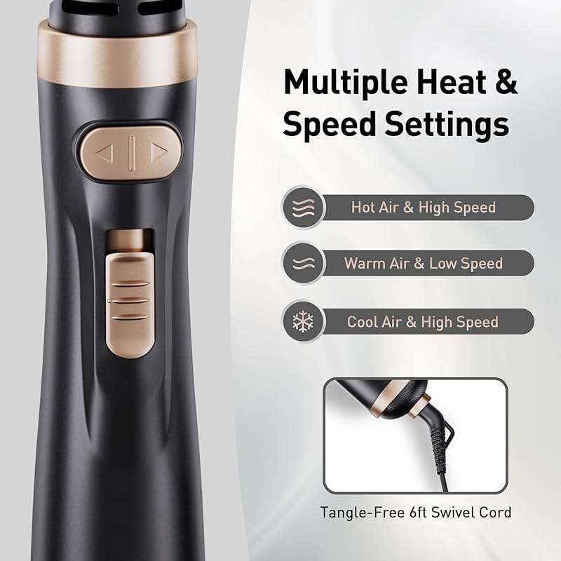 Beautimeter Hair Dryer Brush 3-in-1 Hair Styler, Rotating Blow Dryer Brush with 2-Inch and 1.5-Inch Brushes - Image 4