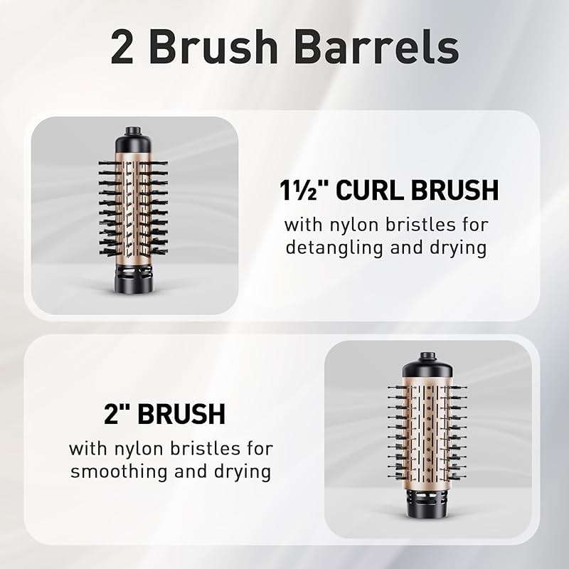 Beautimeter Hair Dryer Brush 3-in-1 Hair Styler, Rotating Blow Dryer Brush with 2-Inch and 1.5-Inch Brushes - Image 5