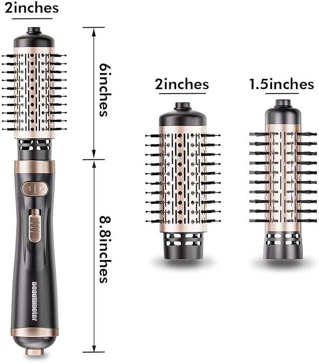 Beautimeter Hair Dryer Brush 3-in-1 Hair Styler, Rotating Blow Dryer Brush with 2-Inch and 1.5-Inch Brushes - Image 7