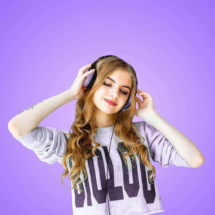 Lorelei X6 Over-Ear Headphones with Microphone, Purple-Black Lightweight Foldable & Portable Stereo Bass, Wired for Smartphone & Tablet, MP3 (1.45M No-Tangle) - Image 5