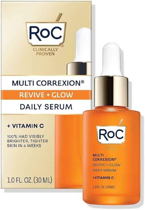 RoC Multi Correxion Revive + Glow 10% Active Vitamin C Serum for Face, Daily Anti-Aging Wrinkle and Skin Tone Skin Care Treatment, Brightening Serum , 1 Fluid Ounce (Packaging May Vary) - Image 1
