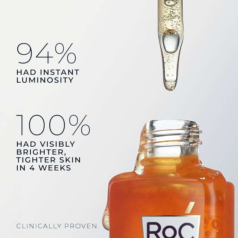 RoC Multi Correxion Revive + Glow 10% Active Vitamin C Serum for Face, Daily Anti-Aging Wrinkle and Skin Tone Skin Care Treatment, Brightening Serum , 1 Fluid Ounce (Packaging May Vary) - Image 3
