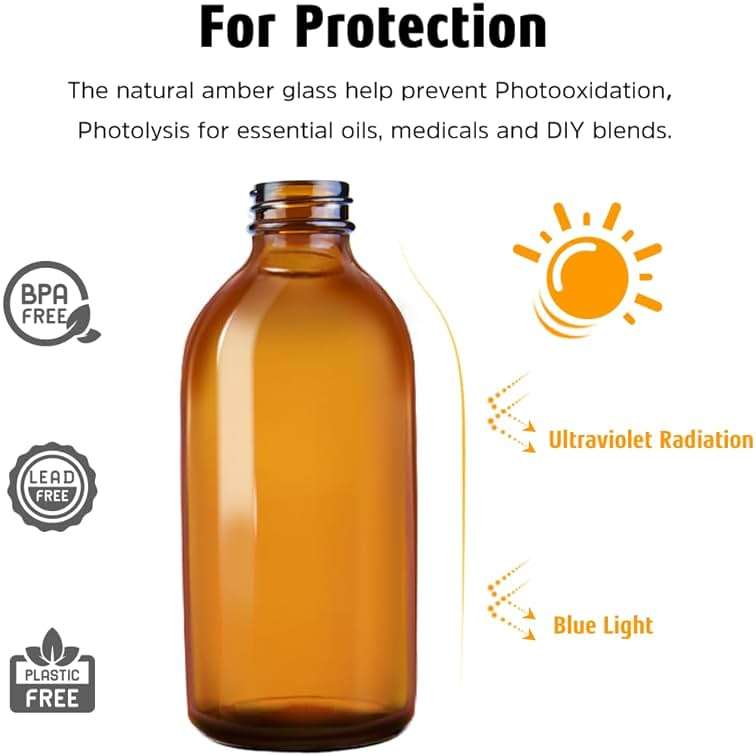 Tecohouse Glass Spray Bottles 4 OZ, Amber Empty Spray Bottle for Essential Oils, Small Glass Bottles for Cleaning Solutions, Plants, with Durable Nozzle, Labels, Funnel, Pipettes - Image 3