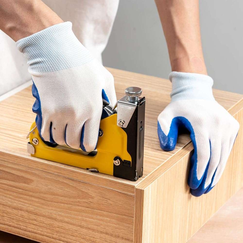 Upholstery 4 in 1 Staple Gun Heavy Duty, with 6000 Staples, Remover, Gloves, Manual Brad Nailer Power Adjustment Stapler Gun for Wood, Upholstery, Carpentry, Decoration DIY Staple Gun - Image 8