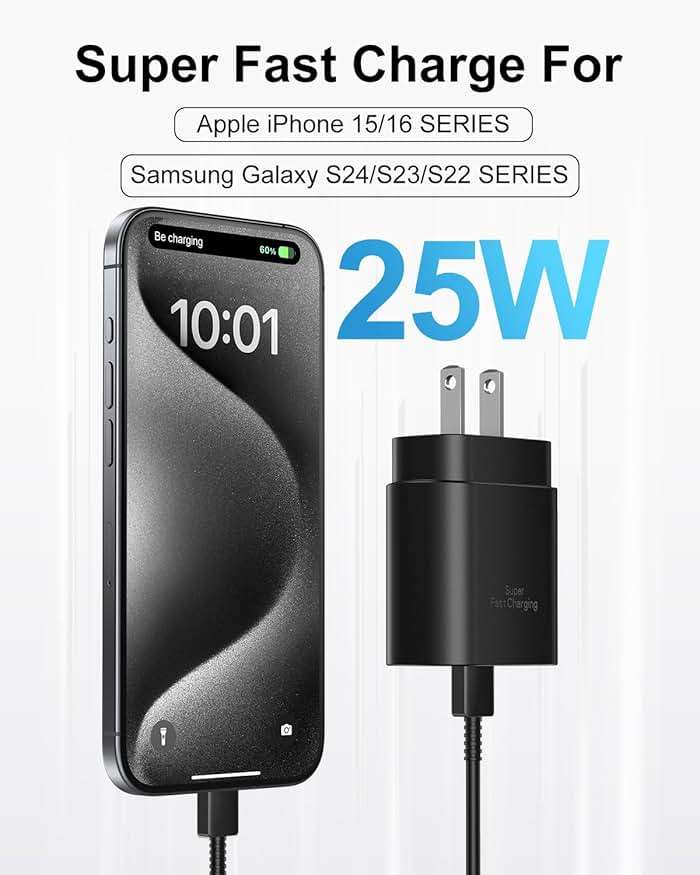 Type C Charger Fast Charging, 2Pack [10FT&6FT] Long USB C Cable with 25W Phone Super Fast Charger Block Compatible with Galaxy S25/S24/Plus/Ultra,iPhone 15/16/17/Air/Plus/Pro Max - Image 2