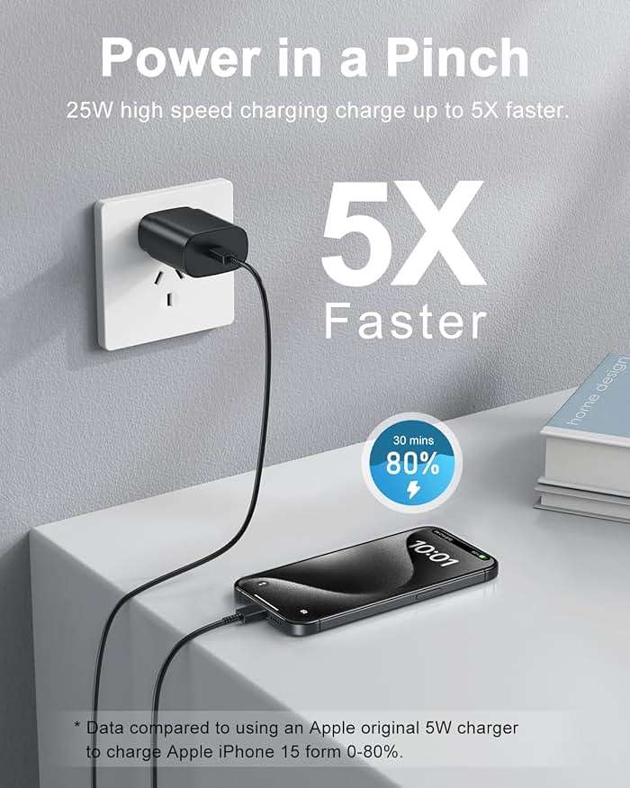 Type C Charger Fast Charging, 2Pack [10FT&6FT] Long USB C Cable with 25W Phone Super Fast Charger Block Compatible with Galaxy S25/S24/Plus/Ultra,iPhone 15/16/17/Air/Plus/Pro Max - Image 4