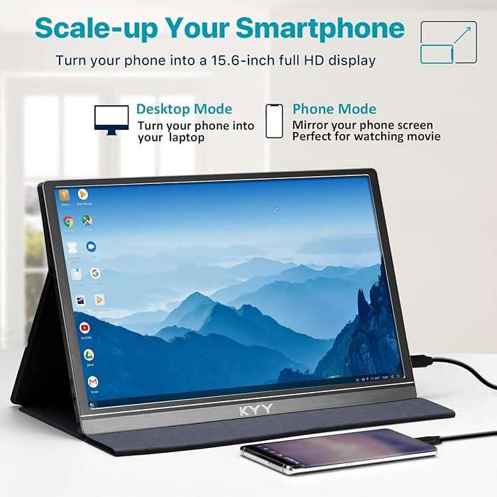KYY Portable Monitor 15.6inch 1080P FHD USB-C, HDMI Computer Display HDR IPS Gaming Monitor w/Premium Smart Cover & Screen Protector, Speakers, for Laptop PC MAC Phone PS4 Xbox Switch - Image 7