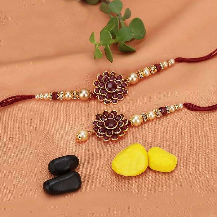 Riddhika Ventures Bhaiya Bhabhi Rakhi Set with Greeting Card | Rakhi Gifts for Brother, Sister, Bhaiya, Bhabhi for Indian Raksha Bandhan Festival (B2B2K) - Image 3