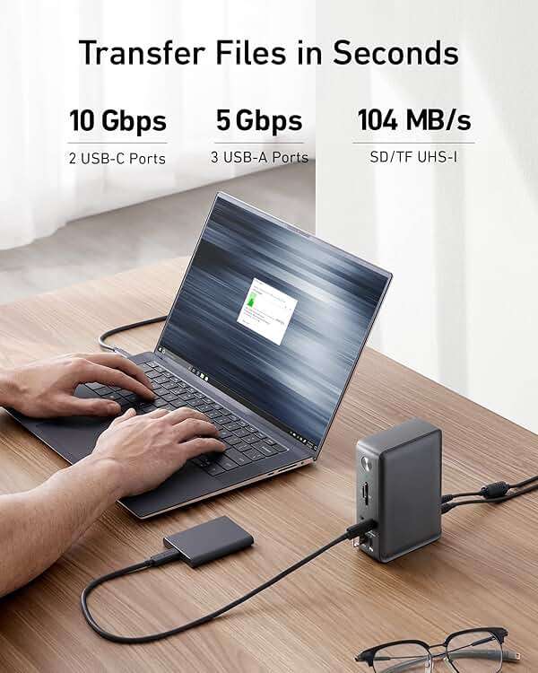 Anker Laptop Docking Station, 13-in-1 USB-C Docking Station, Triple Display with 2xHDMI and 1xDP, 10 Gbps USB-C and 5 Gbps USB-A Data, Ethernet, Audio, SD, 85W Charging for Dell, HP, Lenovo and More - Image 5