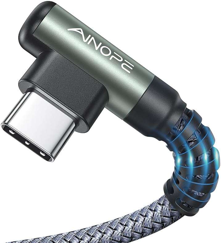 AINOPE USB C Cable [2-Pack, 6.6ft] 3.1A Type C Charger Fast Charging, Right Angle USB to USB C Cable for iPhone 17 Carplay Cable, Galaxy S10+ S10 S9, Note 10 9, LG V30, Moto, iPhone 16 15 Charger Cord - Image 1
