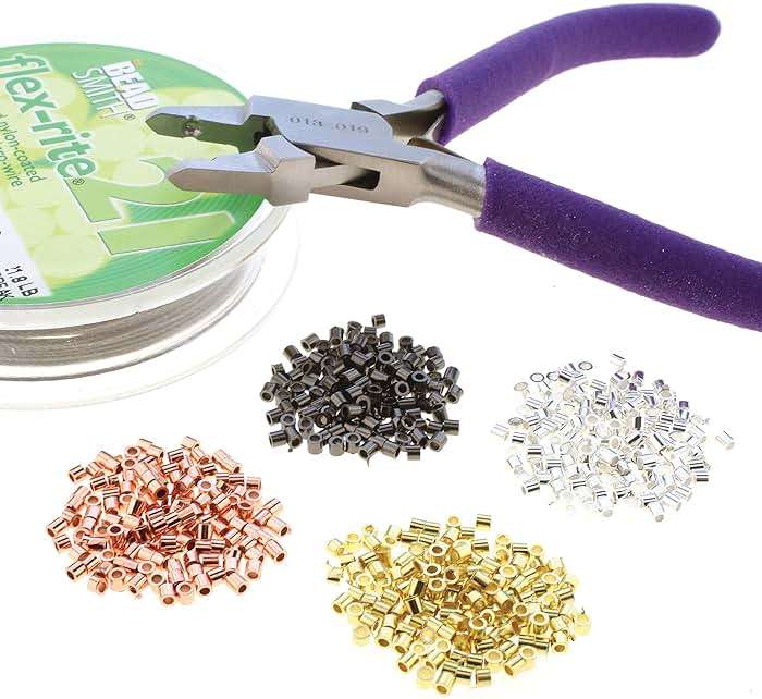 The Beadsmith Magical Crimper Kit - Includes Crimp Forming Pliers, 500 2x2 mm Crimp Tubes in Assorted Colors, and 21-Strand Flex-Rite Wire - Image 4
