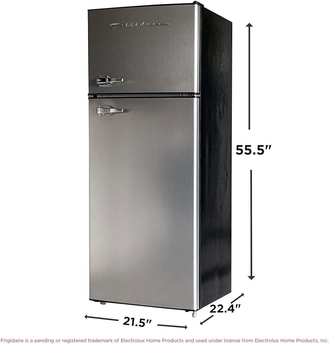 Frigidaire, 2 Door Apartment Size Refrigerator/Freezer Combo, 7.5 cu ft, Platinum Series, Stainless, 23" D x 21.5" W x 55.5" H - Image 3