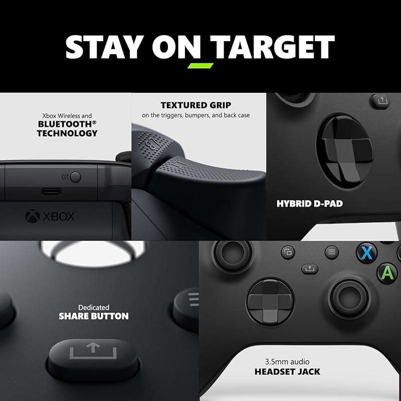 Xbox Core Wireless Gaming Controller – Carbon Black Series X|S, One, Windows PC, Android, and iOS - Image 4